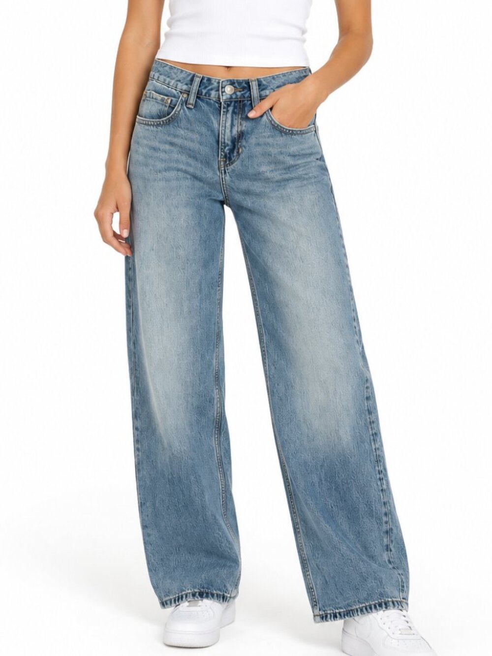 Hollister Blue Low Rise Baggy Jeans Size 23 Short 100% Cotton